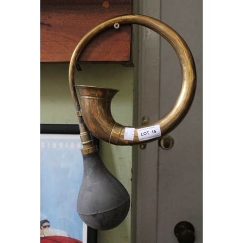 15 - Vintage brass car horn