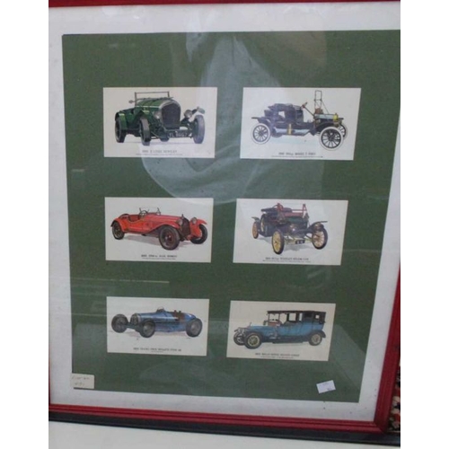 17 - Five various framed and glazed vintage motorcar illustrations in a variety of medium