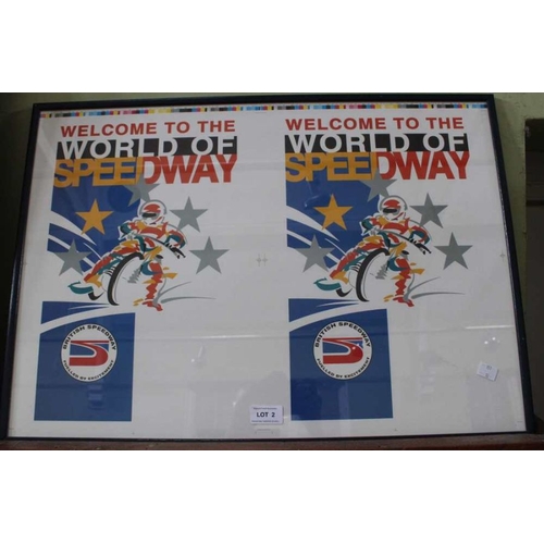 2 - Original Speedway poster - British Speedway 66 x 47 cm framed and glazed