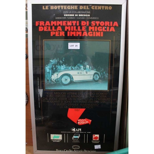 25 - 1000 miles Italian celebratory poster 1987 framed and glazed