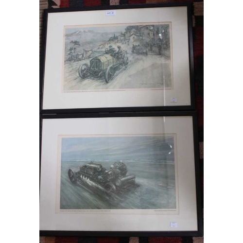 27 - A print of Sir Algernon Guinness Bart achieving 121.6 mph at Saltburn Sands 1908 plus another illust... 
