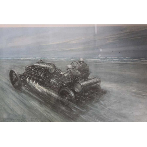 27 - A print of Sir Algernon Guinness Bart achieving 121.6 mph at Saltburn Sands 1908 plus another illust... 