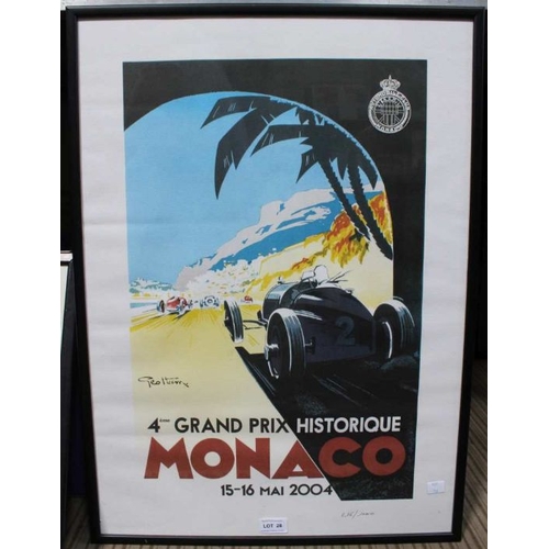 28 - Limited edition print (816/1000) poster advertising the Monaco 4th historic  Gran Prix 2004