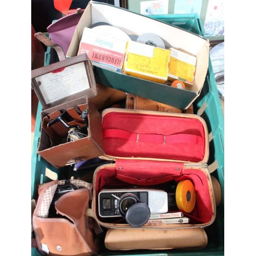 33 - A crate of various cinematic & photographic equipment