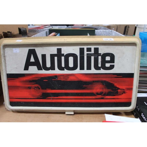 58 - Autolite - Double sided plastic advertising sign, would have been pole mounted to spin round 58 x 32... 