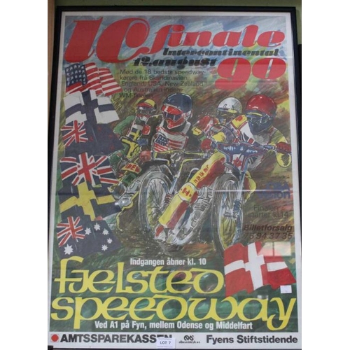7 - Original Speedway Poster - Intercontinental Final, England, USA, NZ, Australia 12th August 1990. Mid... 