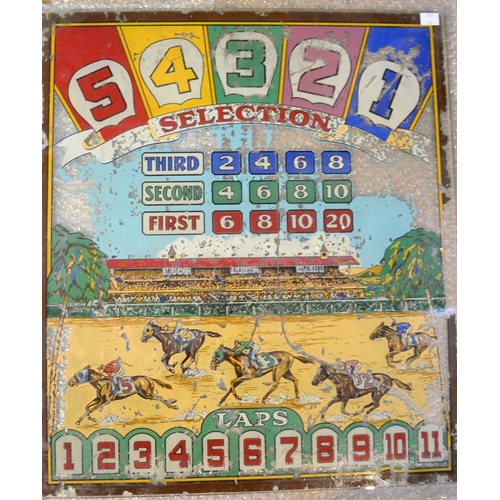 45 - Printed glass panel from an early 20th century gaming machine, 57cm x 49cm