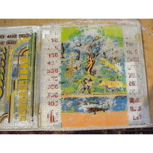 48 - Two painted gaming machine panels decorated glass, both a/f