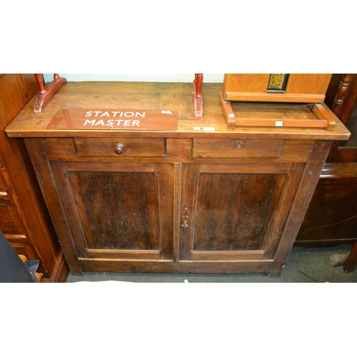 105 - A 19th century oak two drawer sideboard