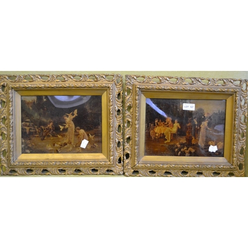 107 - A pair of crystoleums in fancy gilt frames, together with another loose frame