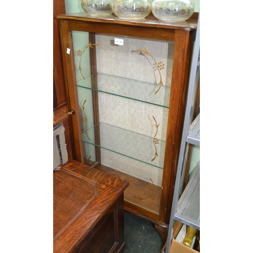 120 - Display Cabinet, single glazed door, raised on cabriole feet, 69cm wide