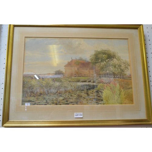 144 - J Bedloe Goddard a watercolour of a mill 34 x 52cm signed