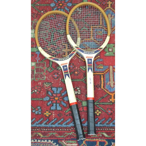 146 - Two retro 'Dunlop' wooden tennis rackets