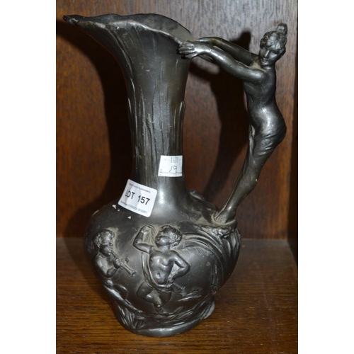 157 - Continental Art-Nouveau metal jug 'Etain Garanti'