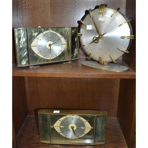 167 - Two 20th century brass mantel clocks by Metamec, together with a Europa Elamatic example