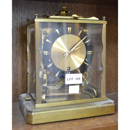 169 - A Schatz brass mantel skeleton clock