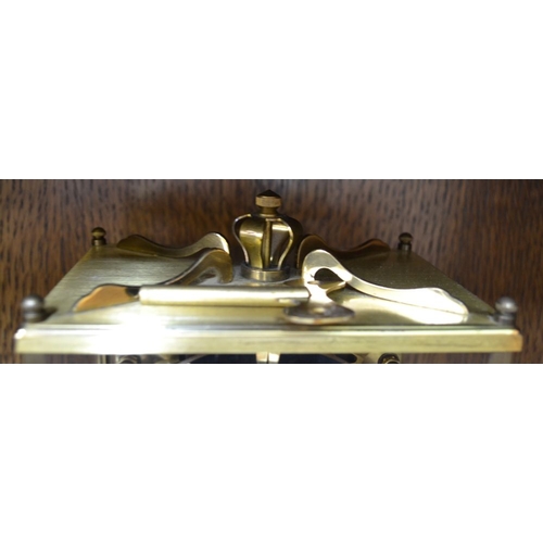 169 - A Schatz brass mantel skeleton clock