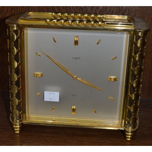 170 - A Luxor 8 by Asprey of London, Swiss made brass mantel clock