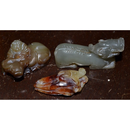 177 - Three Oriental carved hardstone animals