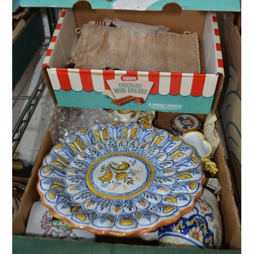 214 - Small box of faience pottery