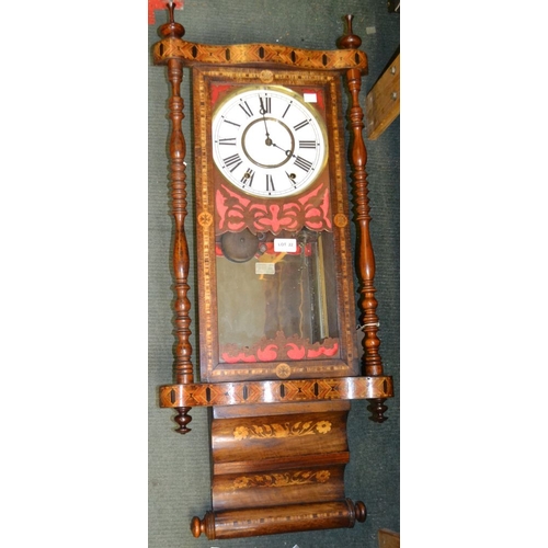 22 - A late 19th century Tonbridge inlaid hanging wall clock