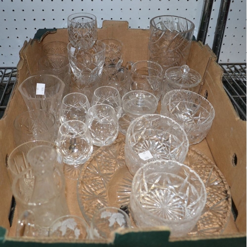 220 - Two boxes of assorted glassware