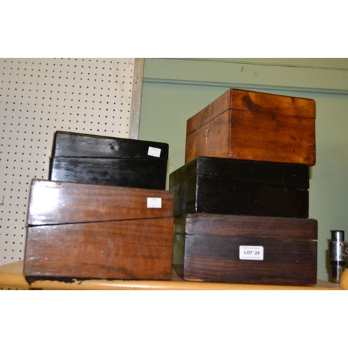 24 - Five wooden boxes for restoration