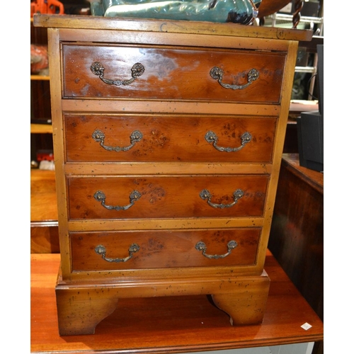 268 - Stag bedside table a repro yew wood mini chest and a painted unit (3)