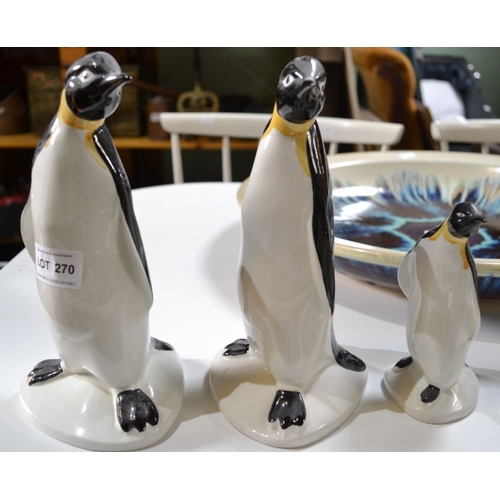 270 - Three Poole Pottery standing penguins