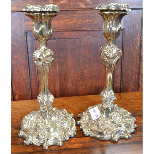 281 - Pair fancy metal candlesticks Rococo design