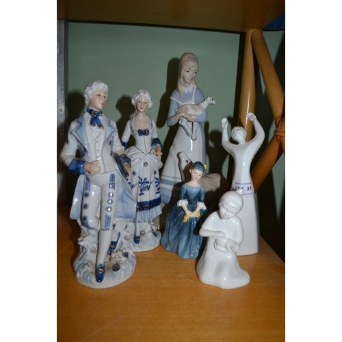 31 - Six porcelain figures to include Doulton