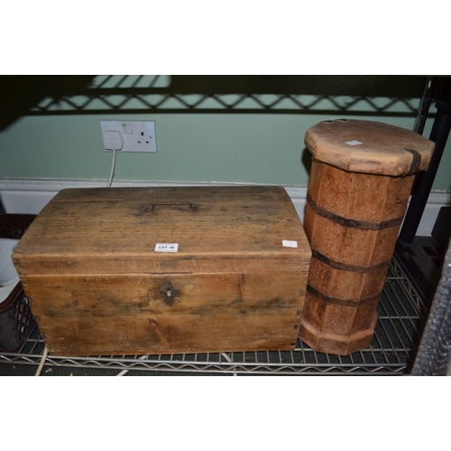 48 - Small wood box and a wooden storage column