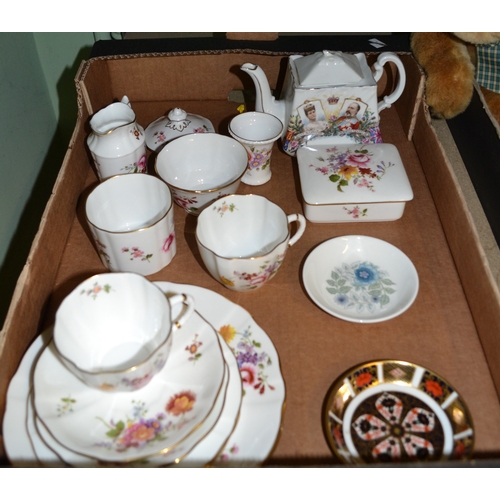 54 - A box of china teawares - mainly Royal Crown Derby