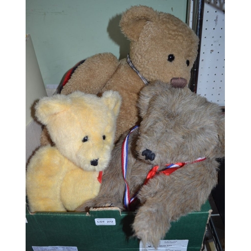 65 - A box of collectors teddy bears to include famous brands - some dated