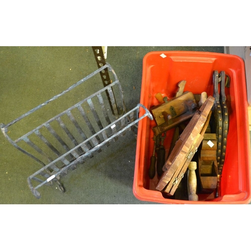 70 - Selection of vintage tools various and a folding log cradle