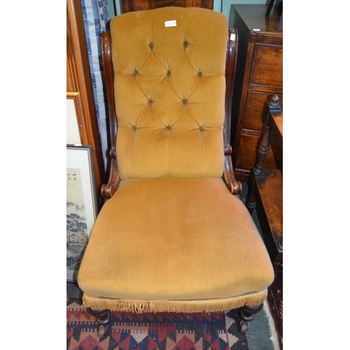 74 - Victorian mahogany framed 'slipper' chair