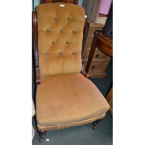 74 - Victorian mahogany framed 'slipper' chair