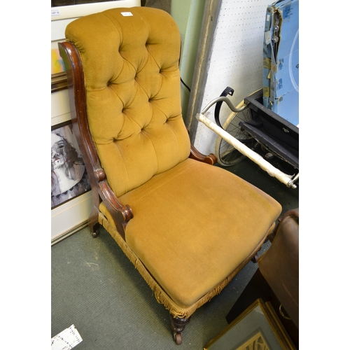 74 - Victorian mahogany framed 'slipper' chair