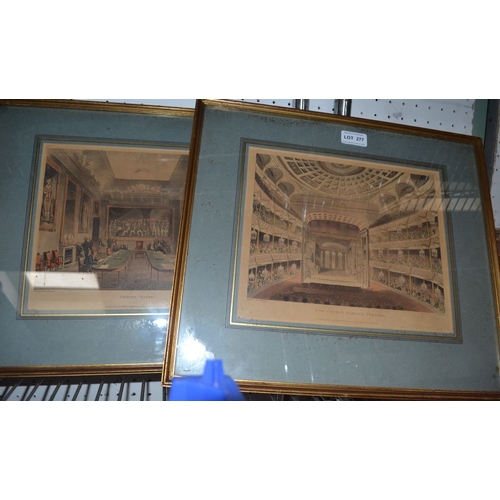 75 - A pair of 19th century coloured prints showing The Covent Garden Theatre interior, the other Trinity... 