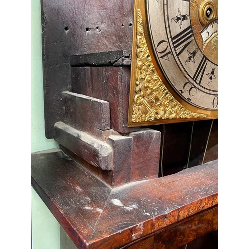 137 - Thomas Lister of Luddenden, an 18th century burr & oak long-case clock, stacked hood with brass moun... 