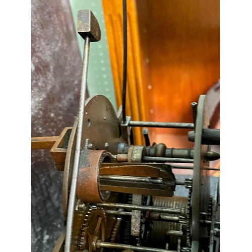 137 - Thomas Lister of Luddenden, an 18th century burr & oak long-case clock, stacked hood with brass moun... 