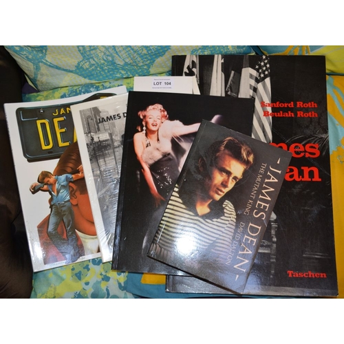 104 - James Dean - four various publications and a single volume 'Marilyn'