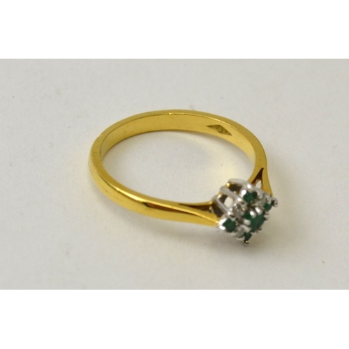 13 - An 18ct gold, diamond and emerald set ring, gross weight 2.7g. ring size L