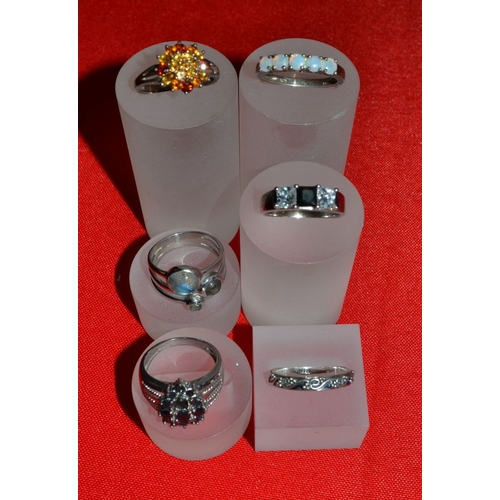 28 - Six various stone set silver rings