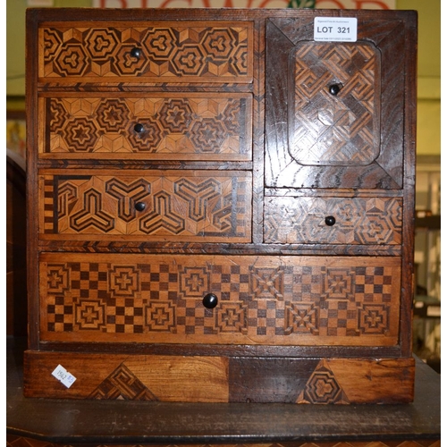 321 - A Japanese inlaid multi-wood table top cabinet