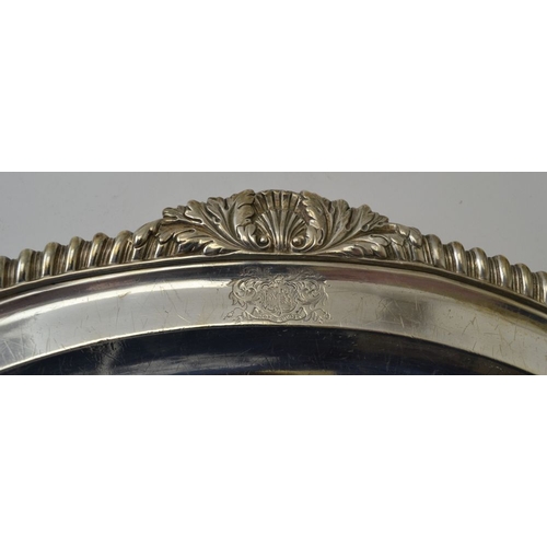 35 - Daniel & Charles Houle, a pair of mid 19th century oval silver serving platters, with gadrooned acan... 