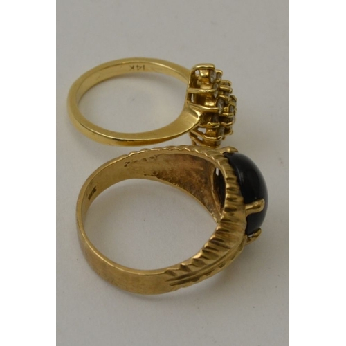 7 - Two stone set rings, one 14k the other 10k, combined gross weight 7.8g