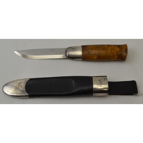 1 - A David Andersen of Norway hand knife & sheaf, the sheaf has silver banding & is inscribed H.T. 8-3-... 