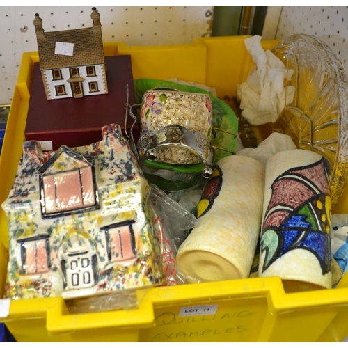 11 - A plastic box containing a selection of mixed ceramics, glass, etc.