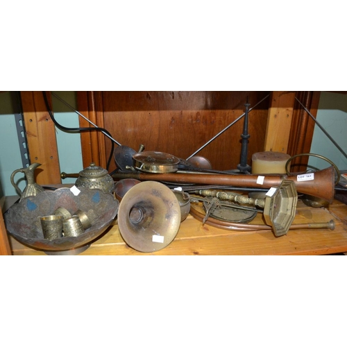 161 - A selection of brass and copper wares